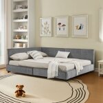 M�ridienne 160x200 cm canap� - lit avec sommier � lattes lit rembourr� avec dossier et accoudoirsvelours ...