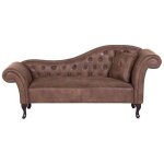 Mridienne ct droit en cuir sude marron lattes