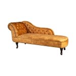 M�ridienne edgar ? jaune moutarde ? velours style baroque