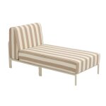 M�ridienne ray�e pour salon de jardin modulable en tissu beige 72 x 153 cm patio oviala