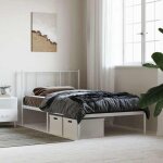 M�tal cadre de lit - burke - sans matelas - 1 personne - avec t�te de lit - blanc 90x190cm bb1558
