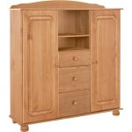 Mette - buffet haut 2 portes et 3 tiroirs en pin teint� / cir�