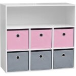 Meuble 6 pani�res 1 niche pour enfant rose gris autres rose