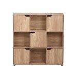 Calicosy - meuble 9 cases avec 5 portes d�cor bois l89cm - modu - bois