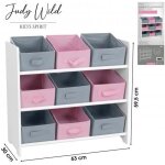 Meuble 9 paniers enfant mdf intiss�s rose et gris bac boite de rangement jouet livre cahiers v�tements ...