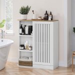 Meuble d?angle de rangement blanc / ch�ne avec portes grillag�es �tag�res r�glables et 3 niches ouvertes ...