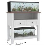 Meuble d?aquarium 75 - 110 l avec station de frais charge 300kg tiroirs et rangements ouverts poissons ...