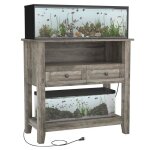 Meuble d?aquarium 75 - 110 l avec station de frais charge 300kg tiroirs et rangements ouverts poissons ...