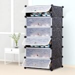 Meuble armoire � chaussures 6 cubes 6 etag�res modulable de rangement avec portes plastique