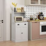 Meuble armoire micro - ondes pour cuisine avec espace ouvert 1 tiroir et placard 2 portes 61 x 35 x 1254 ...