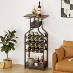 Meuble de bar casier � vin avec �tag�re imitation bois jusqu� 12 bouteilles 4 verres � vin 112 cm marron ...