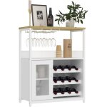 Meuble de bar casier � vin r�glable � 3 niveaux buffet avec porte - bouteilles �tag�res amovibles 69x35x92 ...