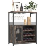 Meuble de bar casier � vin r�glable � 3 niveaux buffet avec porte - bouteilles �tag�res amovibles 69x35x92 ...