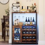 Meuble de bar casier � vin r�glable � trois niveaux buffet avec porte - bouteilles led rangement modulaire ...