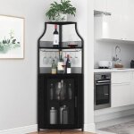 Meuble bar dangle casier � vin autoportant � 5 niveaux avec porte - verres et rangement porte grillag�e ...