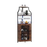 Meuble bar dangle - garvee - 4 niveaux - 47x45x154 cm - supports � verres - �tag�re r�glable - portes ...