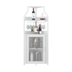 Meuble bar dangle - lunsy - 4 niveaux - 47x45x154 cm - supports � verres - �tag�re r�glable - portes ...