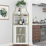 Meuble bar dangle - lunsy - 4 niveaux - 47x45x154 cm - supports � verres - �tag�re r�glable - portes ...