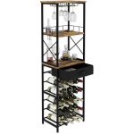 Meuble bar industriel 20 bouteilles ? �tag�re � vin haute m�tal et bois ? style loft design ? 148 cm ...