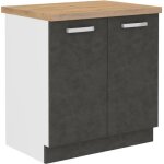 Meuble bas 2 portes battantes avec plan de travail - gris mat - l 80 x p 516 x h 82 cm - lassen Meuble bas 2 portes battantes avec plan de travail - gris mat - l 80 x p 516 x h 82 cm - lassen