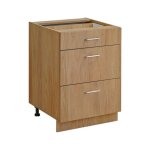 Meuble bas de cuisine avec 3 tiroirs laxy - marron - l 60 x h 81 x p 56 cm