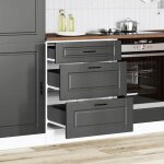 Meuble bas de cuisine en bois ding�nierie - vidaxl - noir - 60x46x815 cm - capacit� 50 kg - tiroir 60x385x16 ...