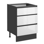 Meuble bas de cuisine - deconation - meuble bas de cuisine avec 3 tiroirs dalia - blanc / gris graphite ...