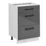 Meuble bas de cuisine - deconation - meuble bas de cuisine avec 3 tiroirs frida - gris graphite / blanc ...