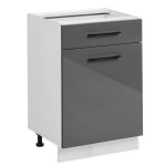 Meuble bas de cuisine - deconation - meuble bas de cuisine avec tiroir frida - gris graphite / blanc ...