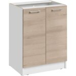 Meuble bas de cuisine eco chene naturel 2 portes l 60 cm - cuisineandcie Meuble bas de cuisine eco chene naturel 2 portes l 60 cm - cuisineandcie