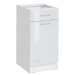 Meuble bas de cuisine eco blanc brillant 1 porte 1 tiroir l 40 cm - cuisineandcie