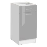 Meuble bas de cuisine eco gris brillant 1 porte 1 tiroir l 40 cm - cuisineandcie