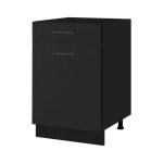 Meuble bas de cuisine lovia noir mat 1 porte 1 tiroir l 60 cm - cuisineandcie