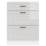 Meuble bas de cuisine - meublechic - blanc brillant - bois ding�nierie - 60x46x815 cm - pieds r�glables ...