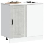 Meuble bas de cuisine - vidaxl - lucca - gris b�ton - bois ding�nierie - 86x46x815 cm - capacit� 70 kg ...