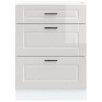 Meuble bas de cuisine - wiens - blanc brillant - bois ding�nierie - 60x46x815 cm - porte(s) et tiroir(s) ...