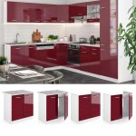 Meuble bas sous - vier r - line 80cm sans pt rouge bordeaux haute brillance blanc vicco