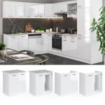 Meuble bas sous - vier r - line 80cm sans pt blanc haute brillance blanc vicco