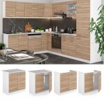 Meuble bas sous - vier r - line 80cm sans pt sonoma blanc vicco