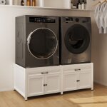 Meuble bas pour machine � laver avec 2 tiroirs et 4 portes meuble de salle de bain avec cadre en m�tal ...