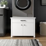 Meuble bas pour machine � laver avec tiroir et 2 portes meuble de salle de bain avec cadre en m�tal 72x72x56 ...