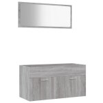 Meuble de salle de bain - garosa - ensemble 2 pcs - sonoma gris - miroir inclus - a suspendre