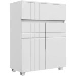 Meuble bas de salle de bain design contemporain - 2 portes faades laques tagre tiroir - blanc