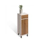 Meuble bas avec tiroir et porte fermeture soft close coloris marron / blanc - longueur 32 x profondeur ...