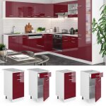 Meuble cuisine r - line 40cm sans pt rouge bordeaux haute brillance blanc vicco