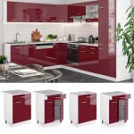 Meuble cuisine r - line 60cm avec tiroir sans pt rouge bordeaux haute brillance blanc vicco