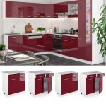 Meuble cuisine r - line 80cm sans pt rouge bordeaux haute brillance blanc vicco