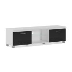Meuble bas tv led salon - séjour blanc mat - noir laqué. 150x40x42cm rf441 Meuble bas tv led salon - séjour blanc mat - noir laqué. 150x40x42cm rf441