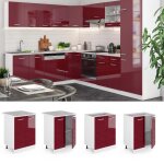 Meuble bas de cuisine r - line 60cm sans pt rouge bordeaux haute brillance blanc vicco