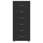 Meuble de bureau - akozon - classeur mobile - m�tal - 6 tiroirs - noir - 4 roues